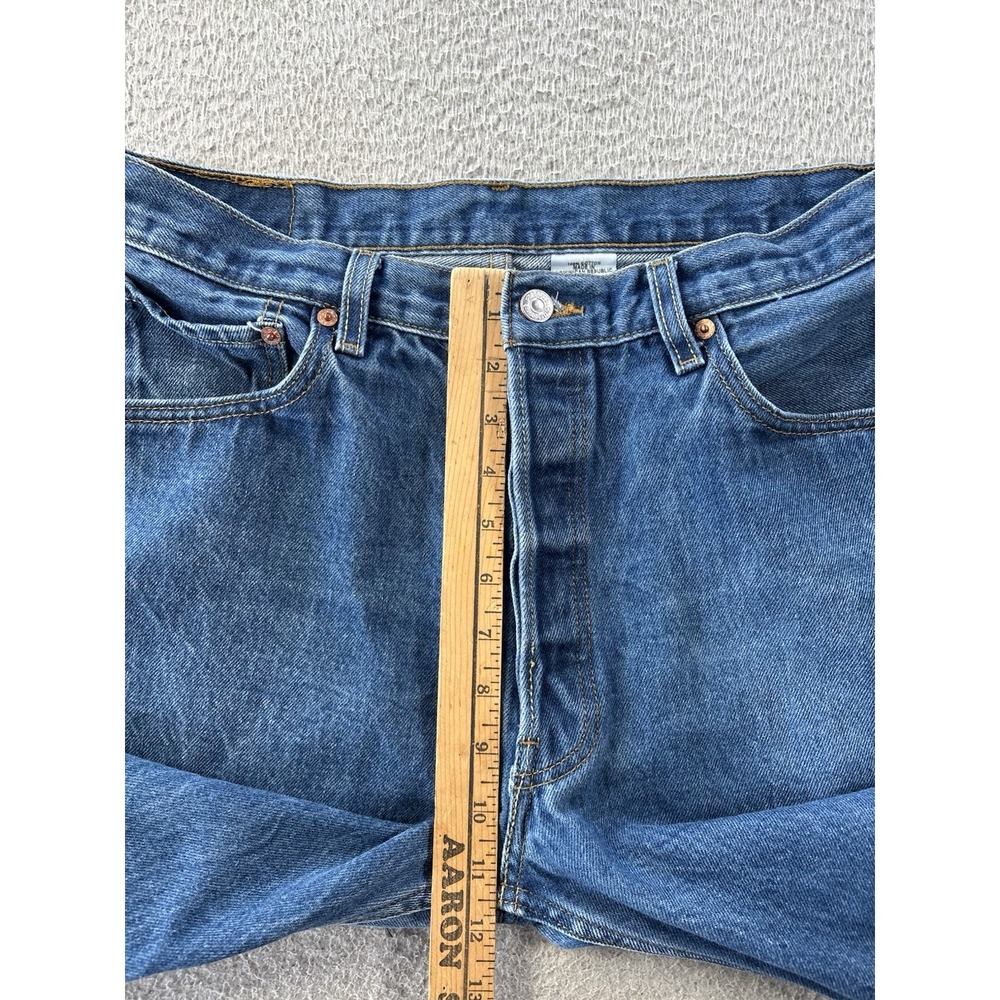 Levis 501 Jeans Mens 36x34 (Fits 34x29) Blue Button Fly Straight Leg - Picture 6 of 12